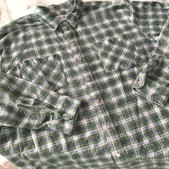 Haband Pearl Snap Cotton/Poly Flannel Mens L - Picture 1 of 5
